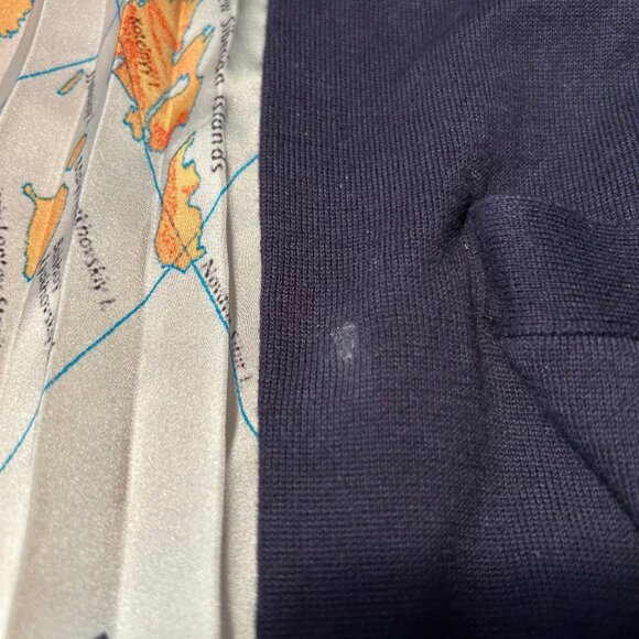 Women Sacai Navy Multicolor World Map Mixed Media Knit V-Neck Cardigan Sweater L - Picture 10 of 11